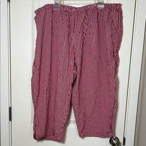 Blair Red White Checkered Gingham Capri Pants 100% Cotton 3XL